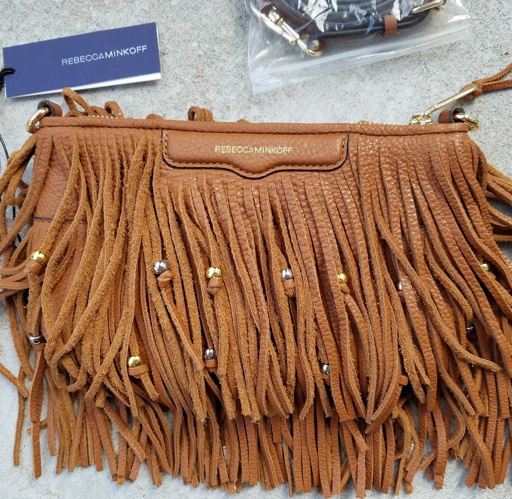 NWT Rebecca Minkoff Beaded Leather Fringe Bag